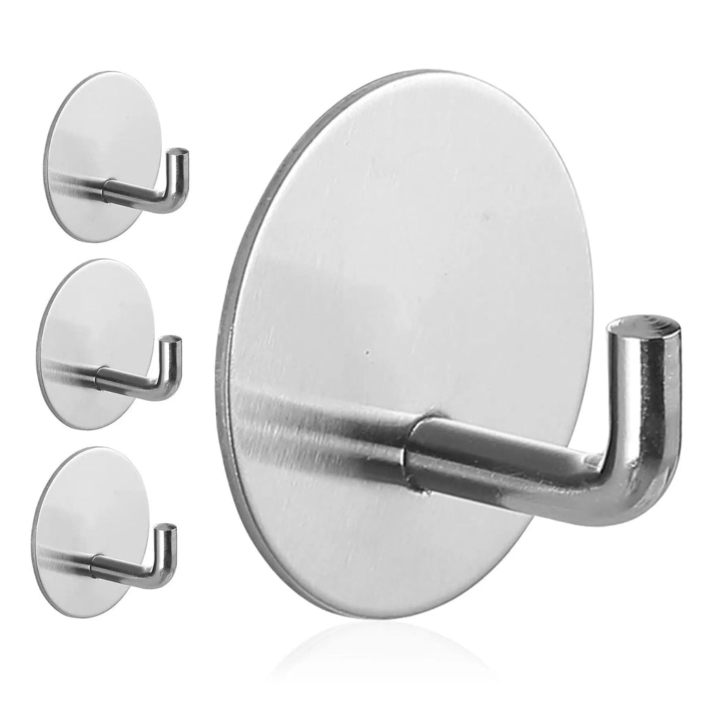 Round stainless steel self-adhesive hook in black and polished finishes.
