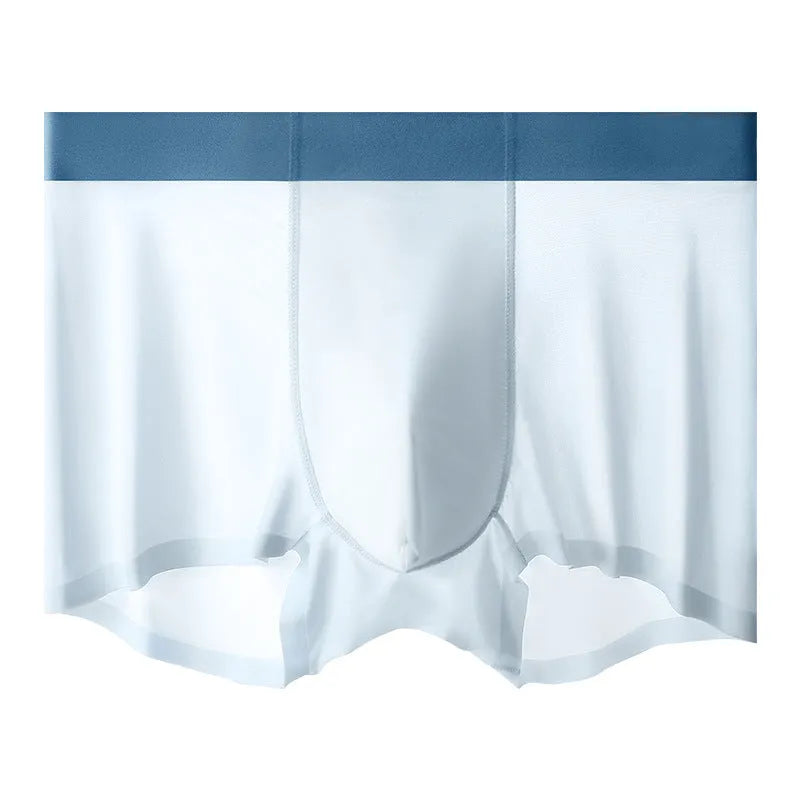 Ice silk men's shorts in bean green colour with seamless knitted design and mid-waist fit.