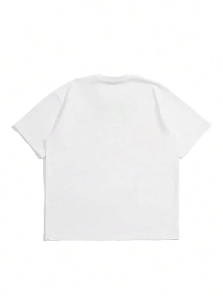 Men's pure cotton short sleeve T-shirt in Japanese retro style, solid colour pattern