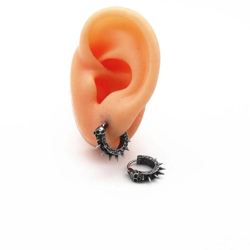 Alloy geometric punk motorcycle earrings in retro black with copper accents