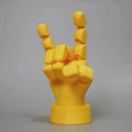 Yellow movable joint hand props ornament with American style design on display surface