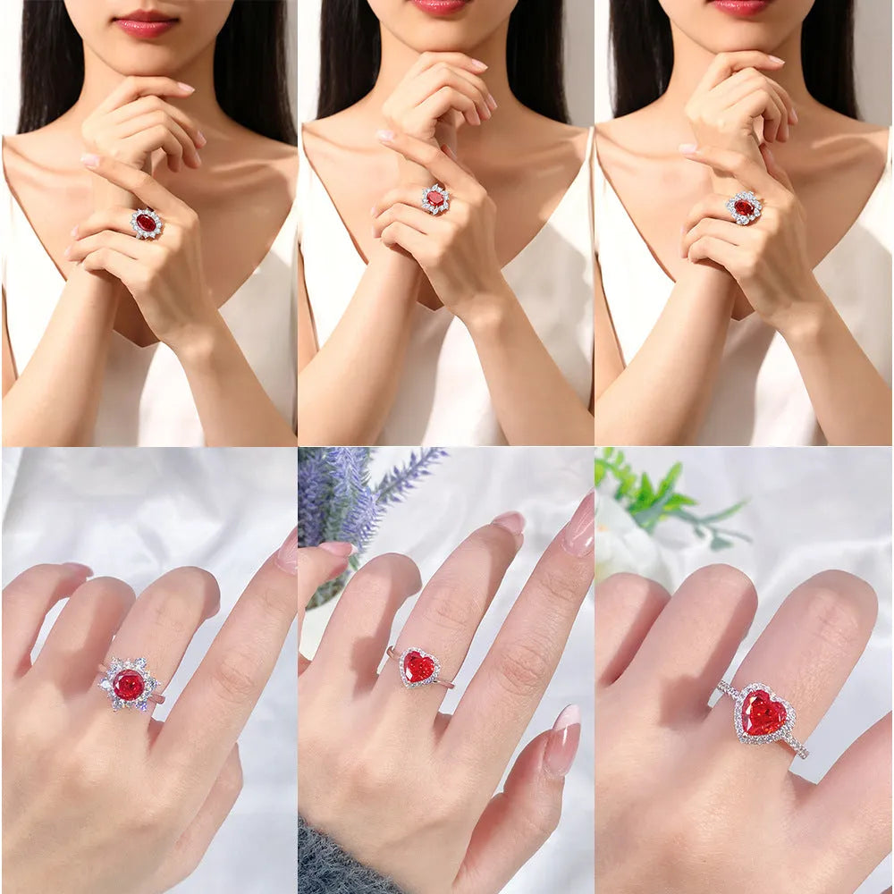 Heart-shaped women's ring in sterling silver with zircon stone in tan sang colour on silver band