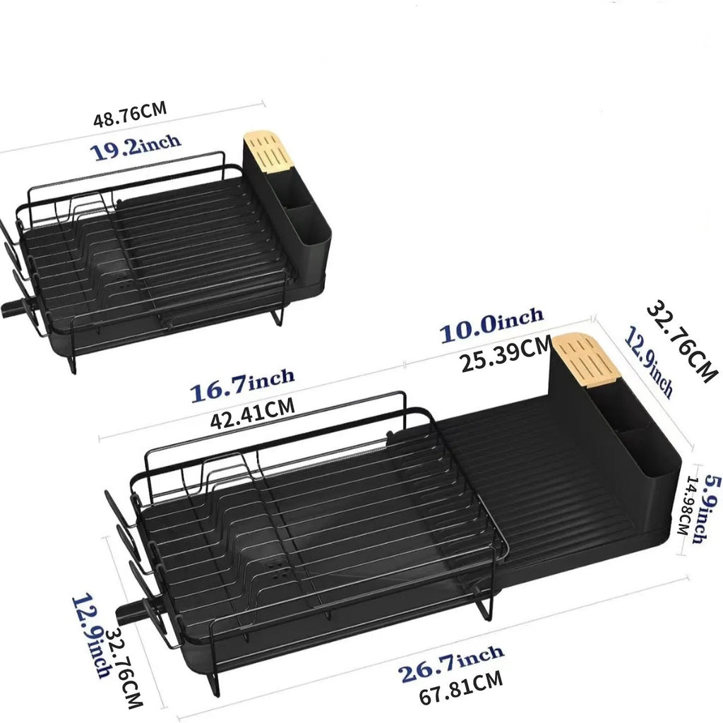 Foldable carbon steel kitchen dish drain rack for cutlery drying