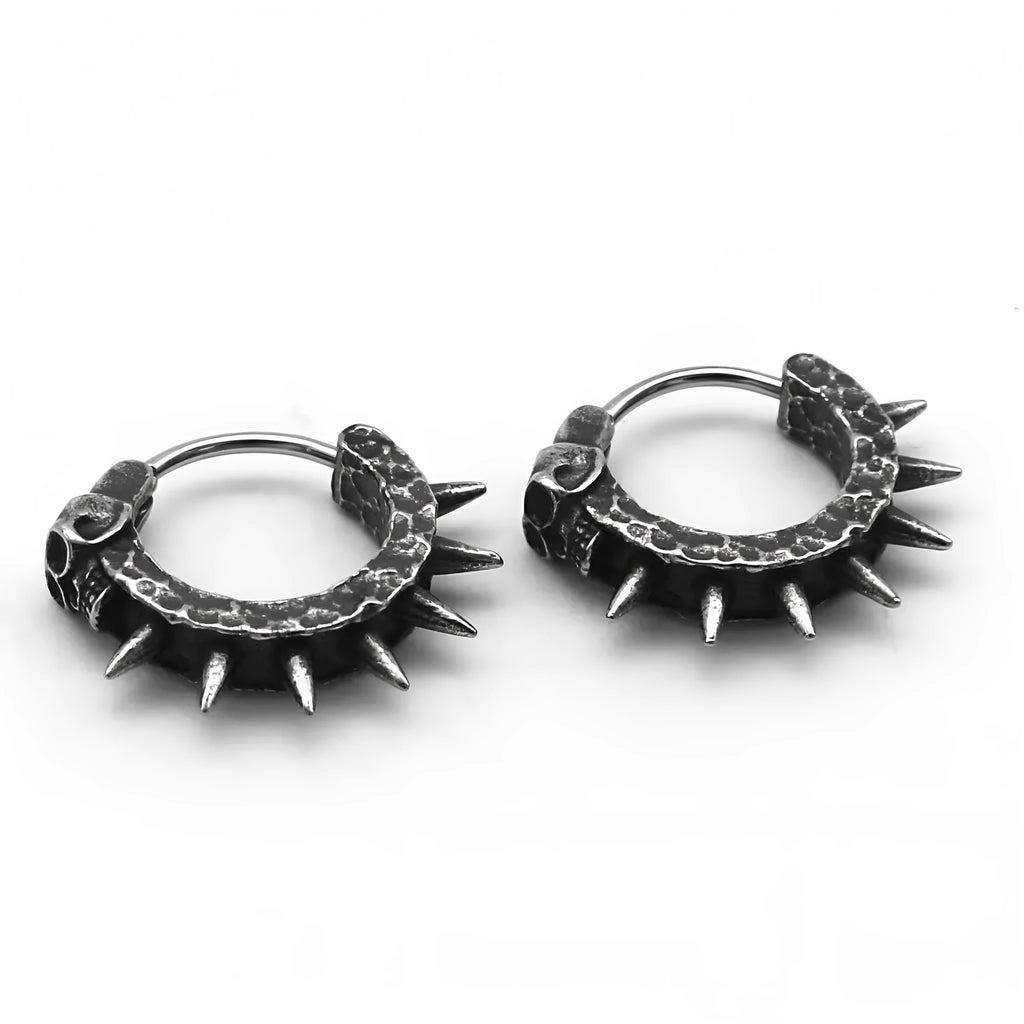 Alloy geometric punk motorcycle earrings in retro black with copper accents