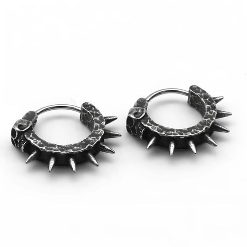 Alloy geometric punk motorcycle earrings in retro black with copper accents