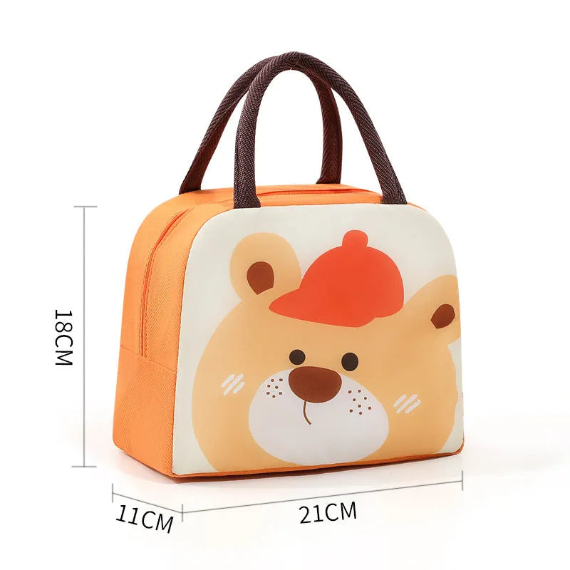 Children's insulated lunch box bag in cartoon design with aluminium foil insulation