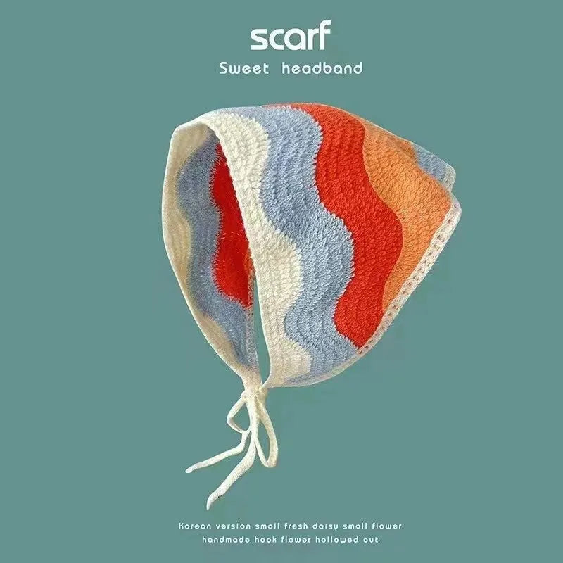 Cotton French retro triangle headscarf with floral pattern in multiple colour options
