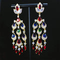 Water drop tassel long high profile earrings for women in natural flower leaf style with zircon and alloy