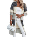 Grey stripe knitted women's cardigan with long sleeves and loose fit