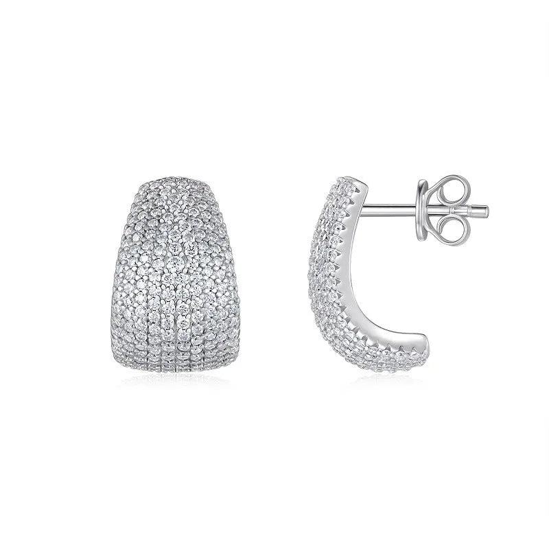 Geometric women's ear studs in S925 sterling silver with D-E colour moissanite stones