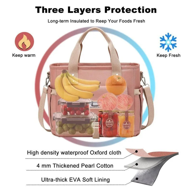 Oxford cloth insulated picnic bag with removable shoulder strap in cube design for outdoor meals