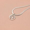 Stainless steel necklace with U-shaped tree pendant on adjustable snake bone chain in gold colour