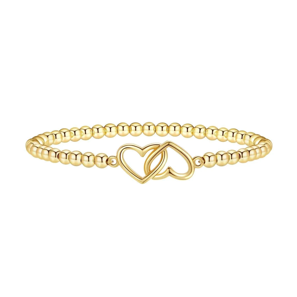 Women's adjustable stainless steel beaded bracelet with geometric round beads in six colour options