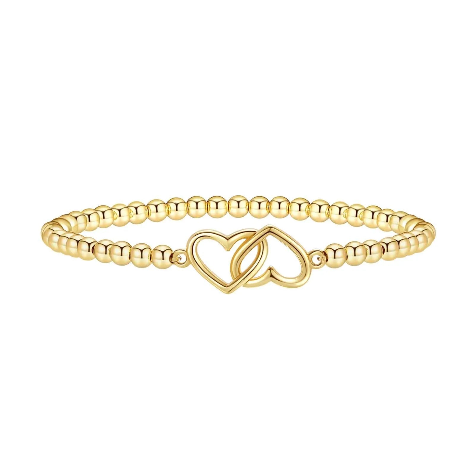 Women's adjustable stainless steel beaded bracelet with geometric round beads in six colour options