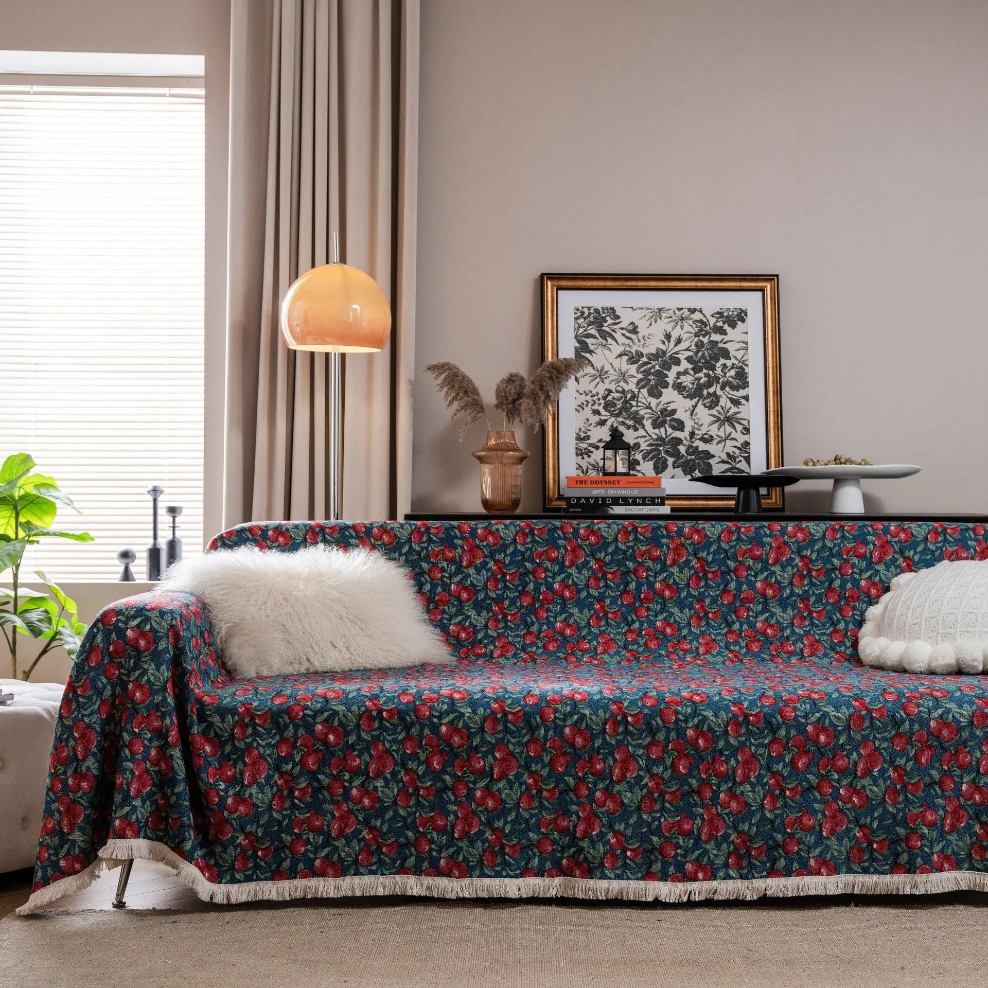American country style jacquard patterned sofa cover in a polyester cotton fabric.