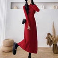 Women's mid-length high-waist A-line skirt in acrylic knitted fabric, shown in a solid colour.