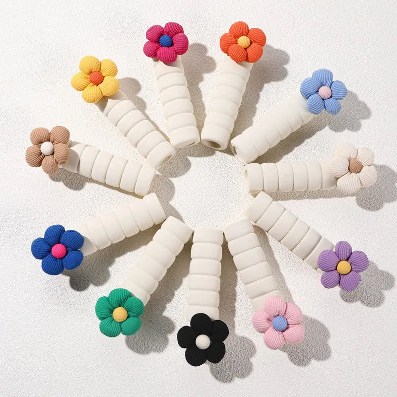 Round floral patterned door handle protective cover in soft PEVA material.