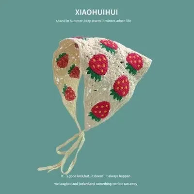 Cotton French retro triangle headscarf with floral pattern in multiple colour options