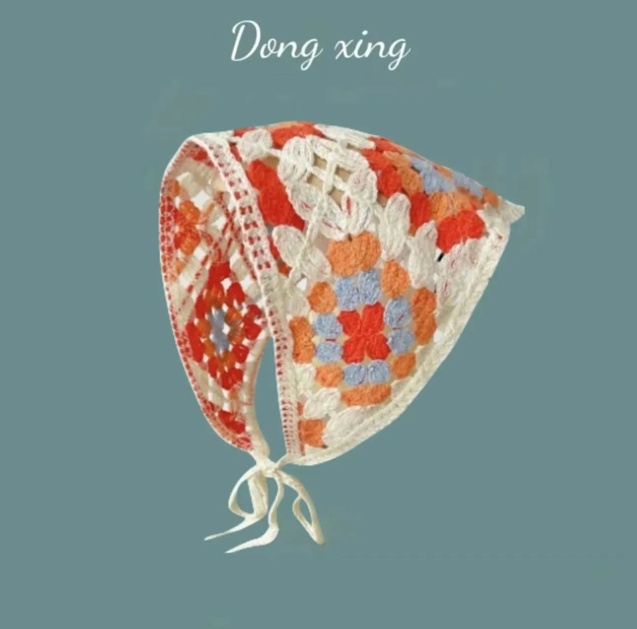 Cotton French retro triangle headscarf with floral pattern in multiple colour options