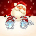 Women's Santa Claus heart-shaped earrings in white gold colour with copper construction