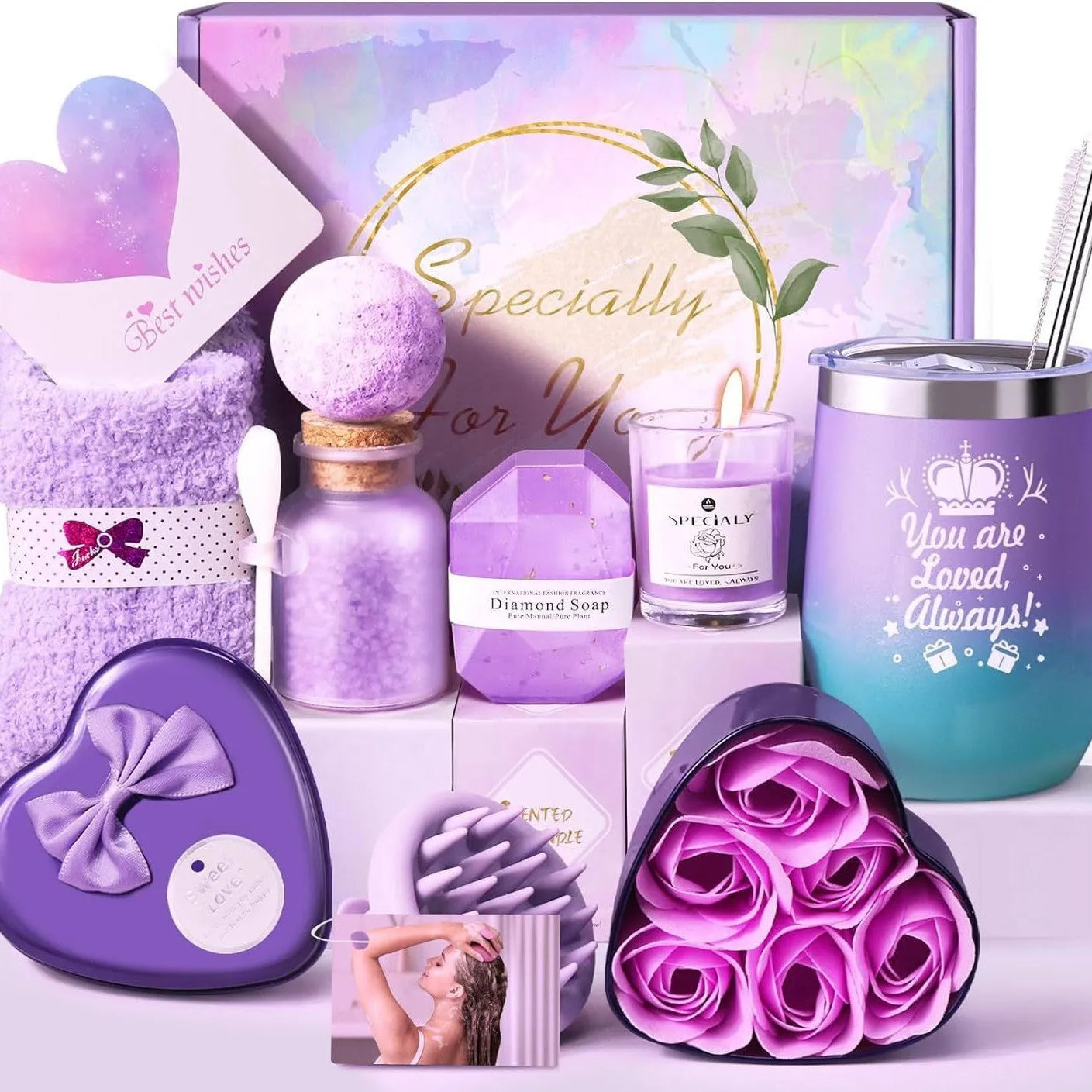 Aromatherapy candle bath gift box with soy wax candles in modern simplicity style.