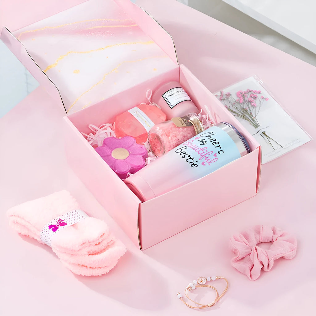 Aromatherapy candle bath gift box with soy wax candles in modern simplicity style.