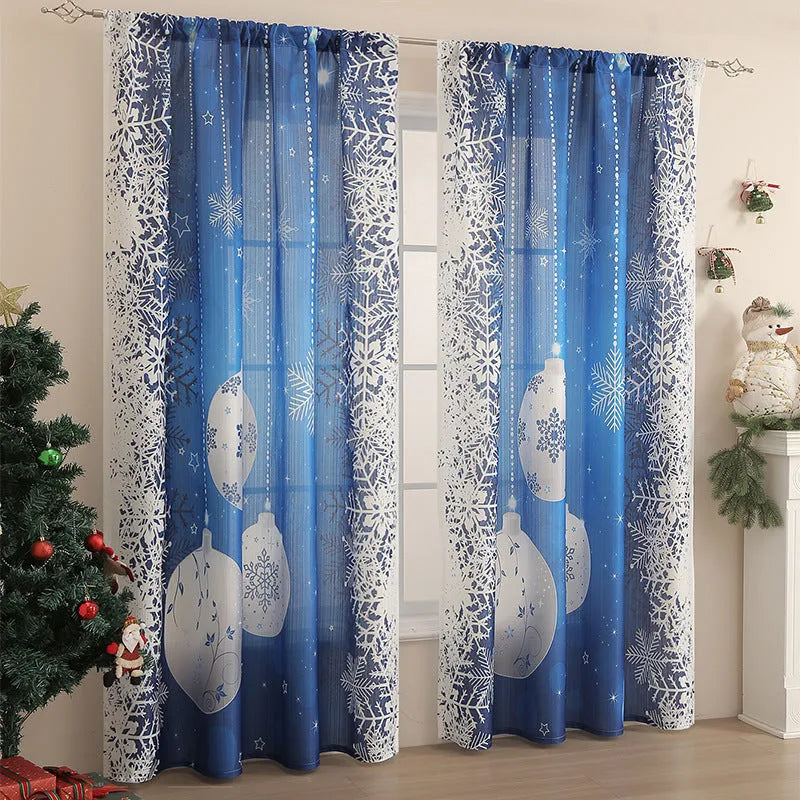 Printed polyester Christmas curtain with red plaid design showing semi-sunshade light filtering