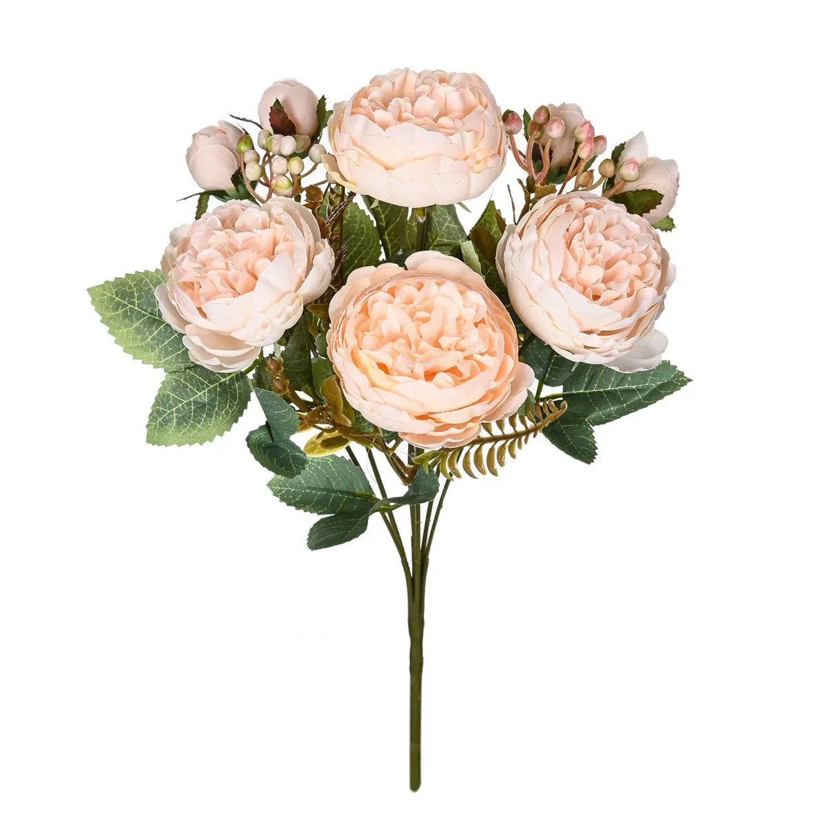 Silk artificial peony flower bouquet in five colour options including champagne, pink, purple, sand red and white