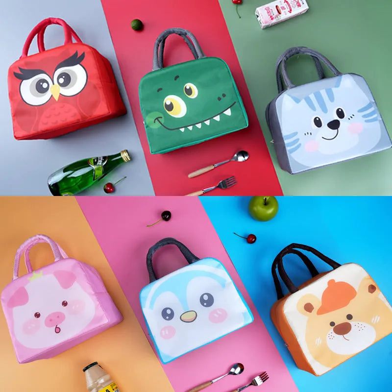 Children's insulated lunch box bag in cartoon design with aluminium foil insulation