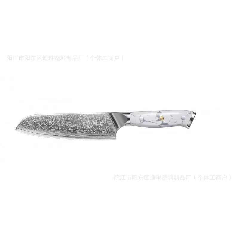 Damascus chef's knife with 21cm VG10 steel blade and modern handle design