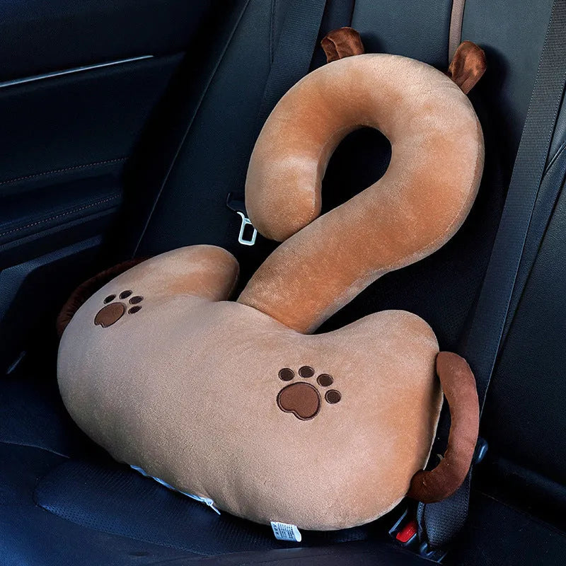 Square 65cm cartoon animal hug cushion in capybara design on a car seat