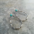 Bohemian geometric circle earrings in antique silver colour with vintage turquoise appearance
