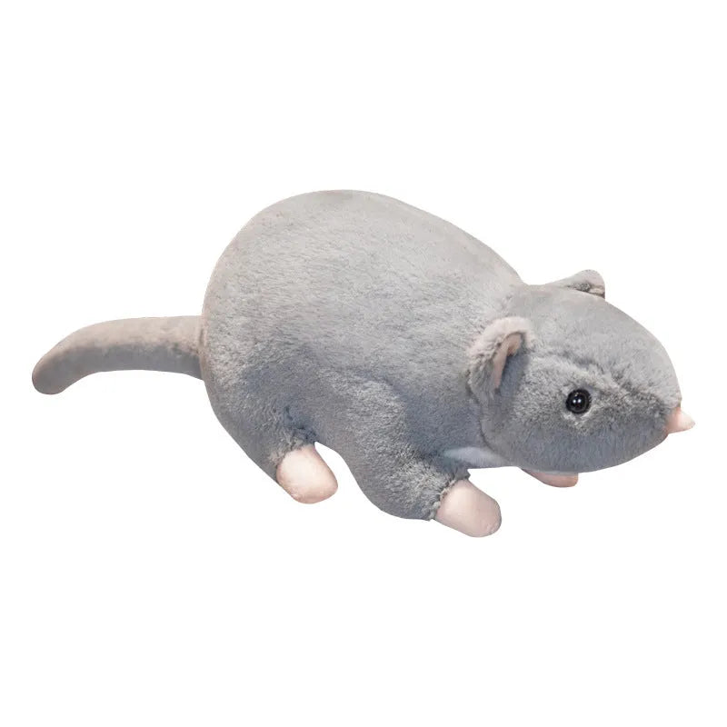 Cartoon mouse plush doll toy shown in three available sizes: small, medium, and large.