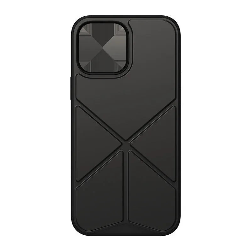 Clear TPU iPhone 13 case with solid colour black backing showing device compatibility