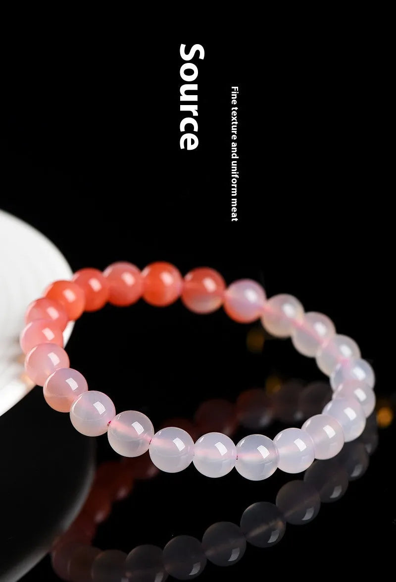 Natural Gradient Yanyuan Agate Bracelet showing geometry beads in a salt source colour gradient on a wrist.
