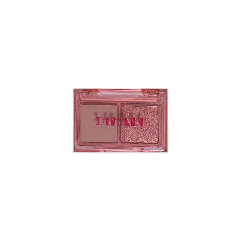 Cool two-tone eyeshadow plate showing pink and black shades with matte and shimmer finishes