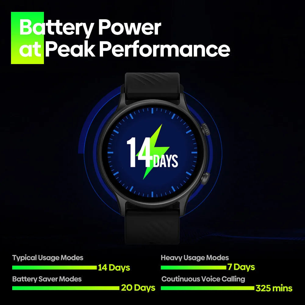 Smartwatch with Bluetooth fitness mode heart rate monitoring in black, also available in blue and pink
