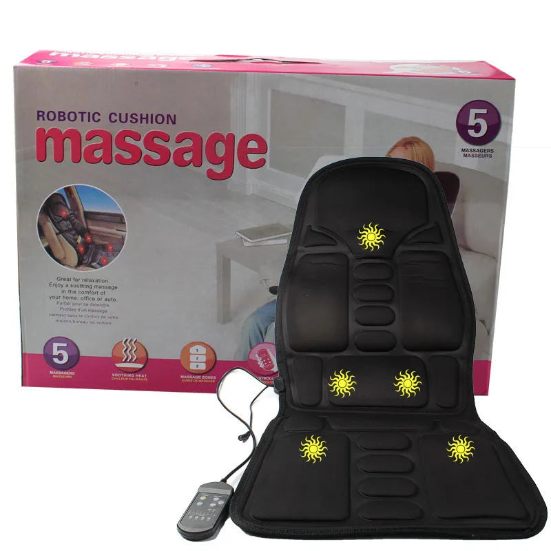 Black electric heating massage mat with infrared physiotherapy function and variable speed control