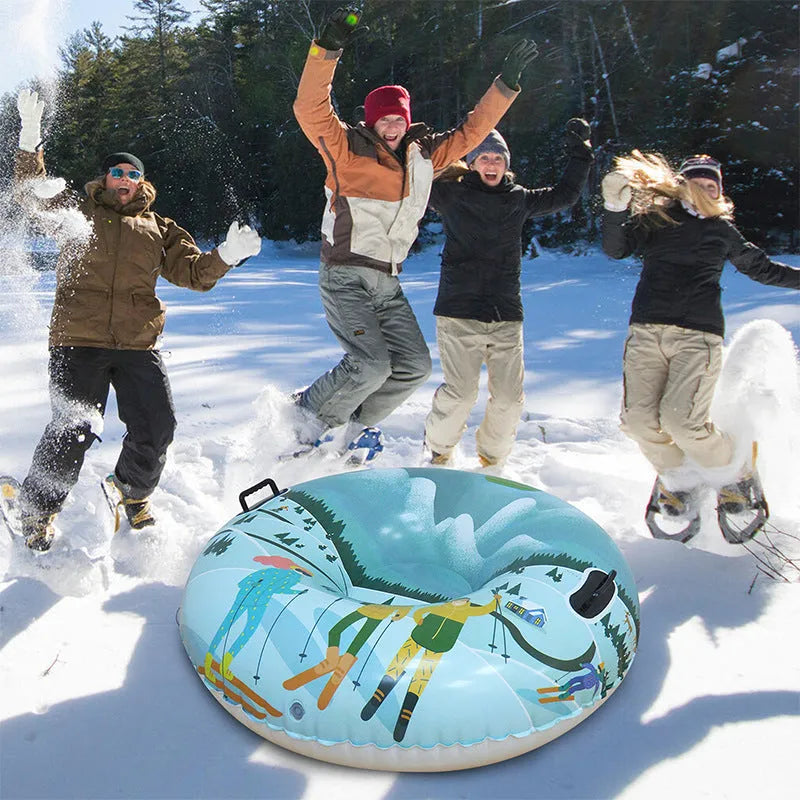 Colourful printed PVC Ski Ring toy in thick plastic on a white background.