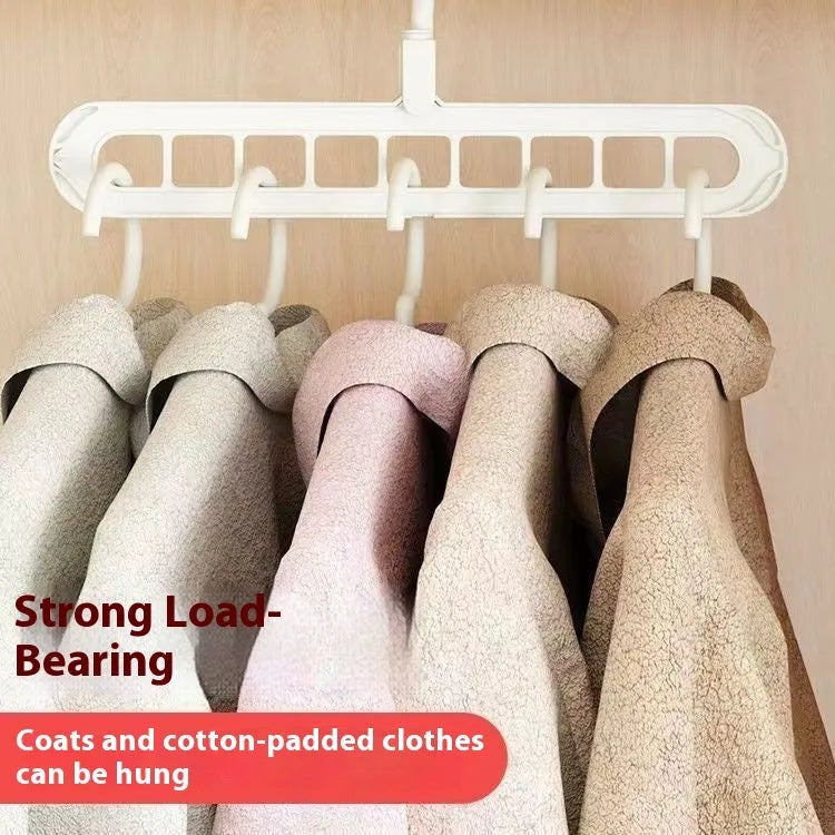Plastic nine-hole hanger in selected colour for pant storage and folded garment organisation