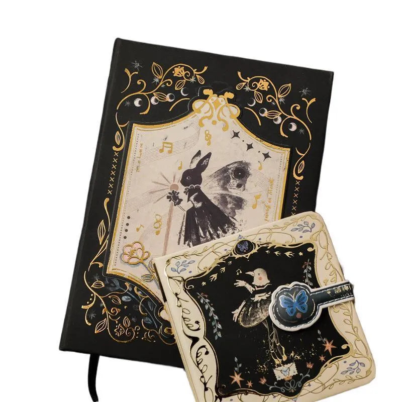 Retro Gothic THALO style A5 notebook with Pan Shen's Maze, Forest, or Red Fruit Temptation cover designs.
