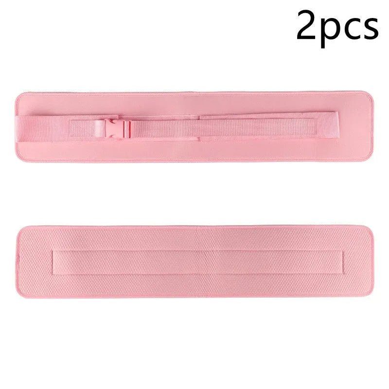 Black and pink hip bridge training belt for dumbbell and barbell exercises with lumbar support