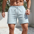 Men's solid colour polyester sports shorts in straight-leg track pants style
