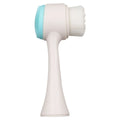 Blue nylon pet paw brush grooming tool for dogs and cats on white background