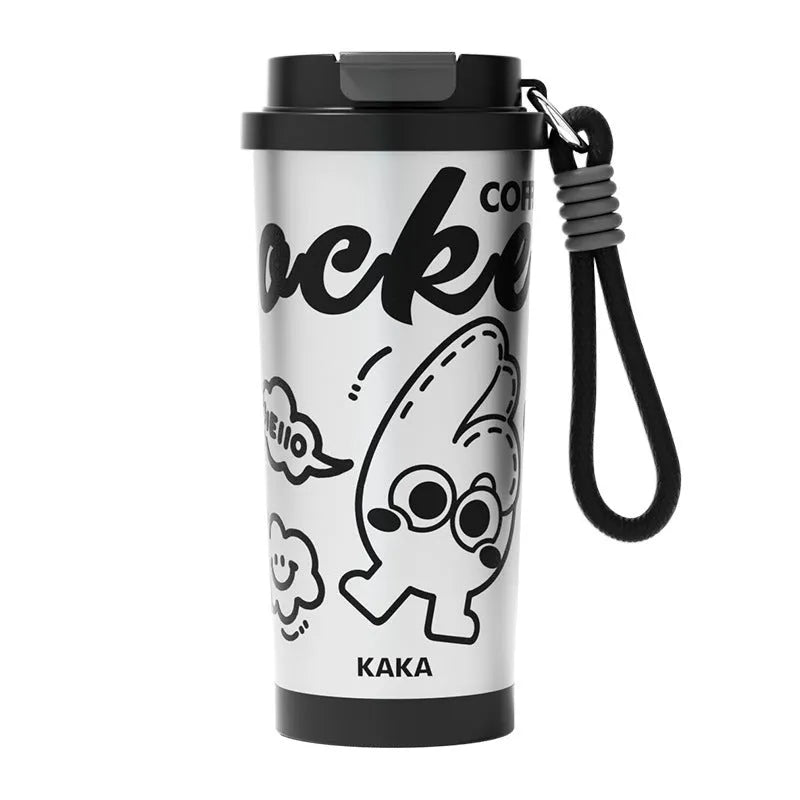 500ml vacuum cup with 201 stainless steel shell in choice of four colours showing ceramic or stainless steel interior