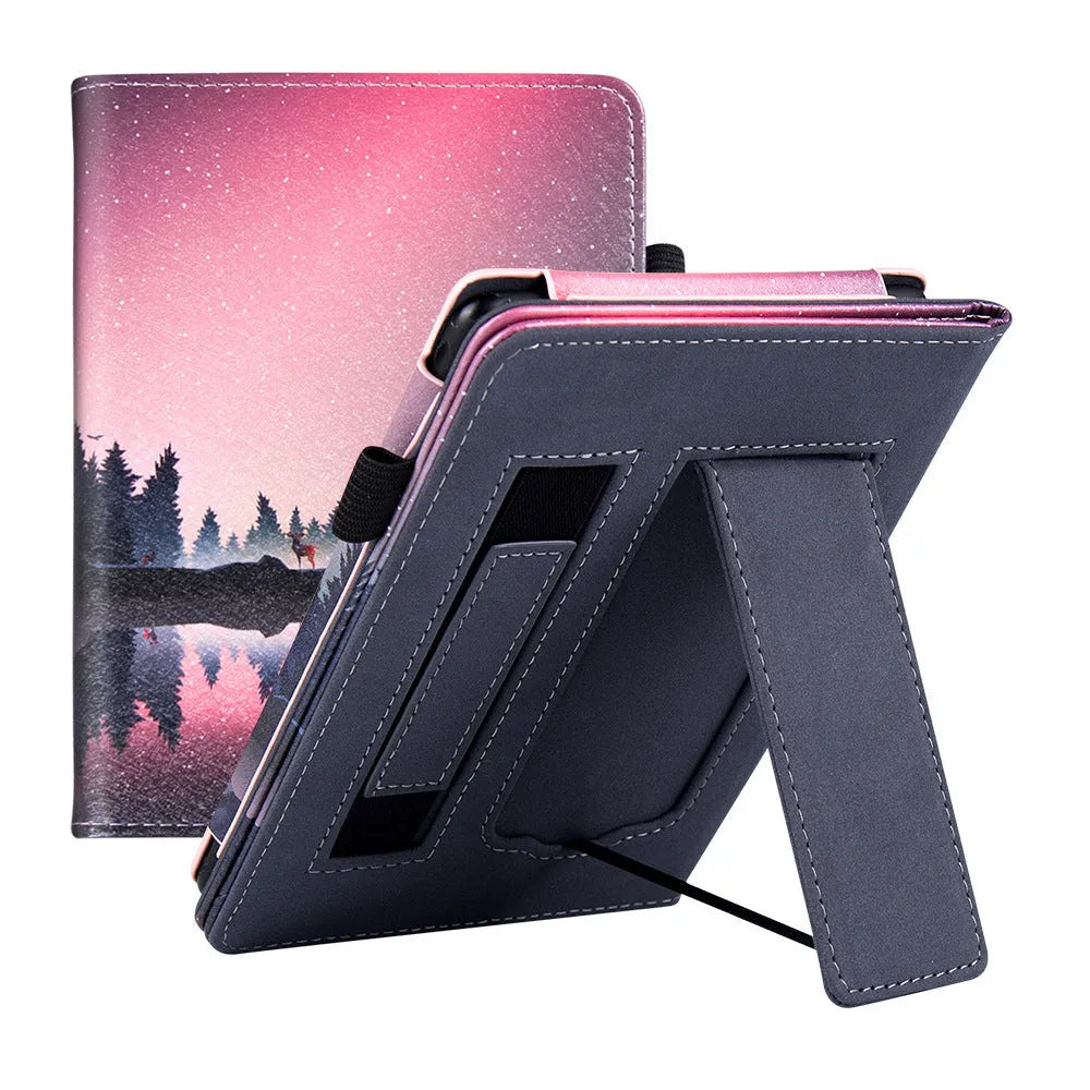 Kindle Paperwhite 5 leather case with integrated wrist strap bracket in multiple colour options