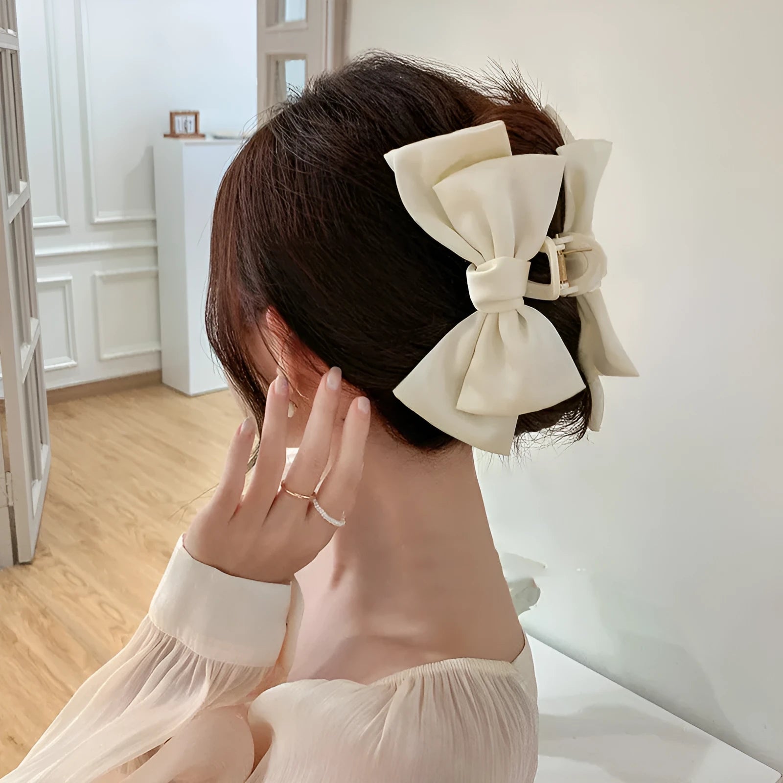 XL cloth bow hair claw clip in plain colour – Japanese Korean fresh sweet style