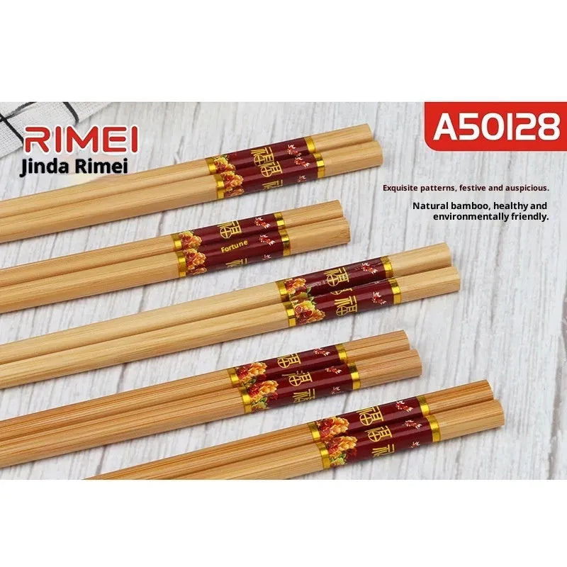 Ten pairs of bamboo chopsticks with solid colour and simple design for kitchen dining