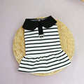 Cotton pet t-shirt and skirt set with striped summer design for small animals