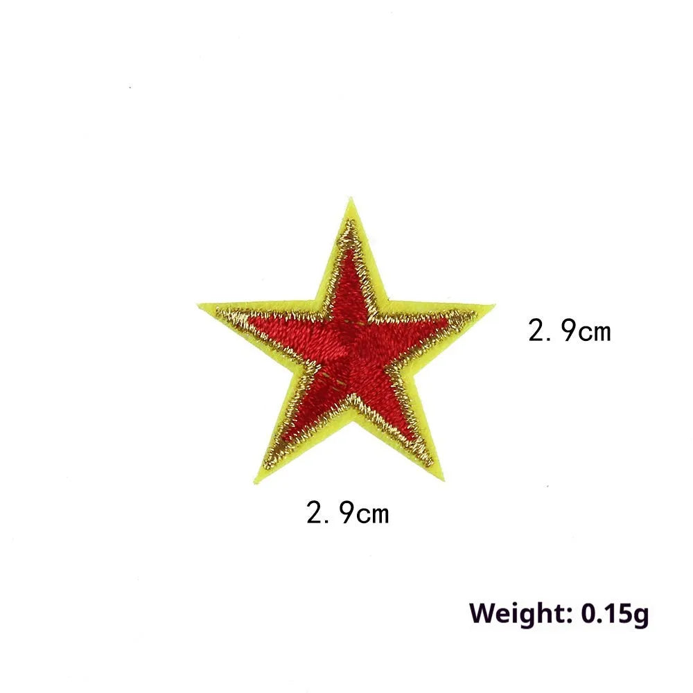 Five-pointed star embroidery label cloth stickers in assorted colours for clothing decoration